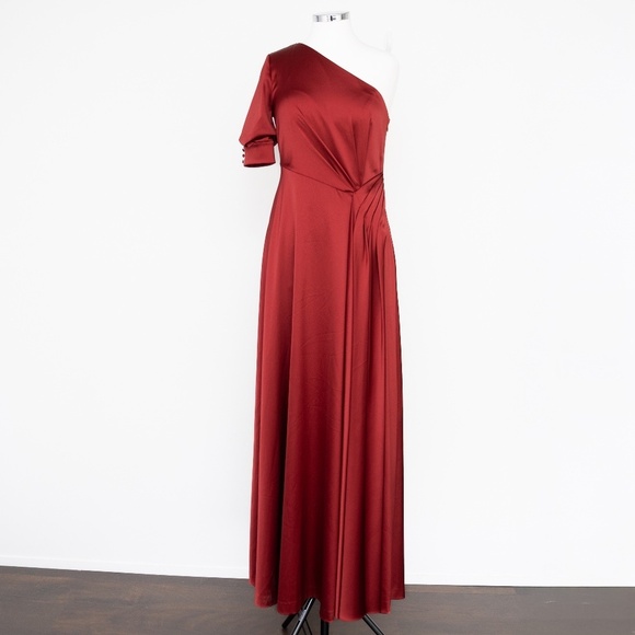 Kay Unger Izabella One Shoulder Gown Red Size 6 - Picture 8 of 15